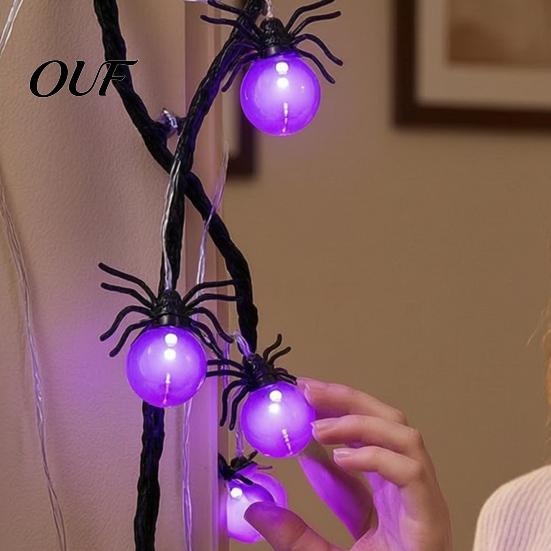 Holiday Lighting 10/20FT Halloween String Light, Battery Powered Purple LED Large Spider/Bat Garland, Spooky Creative Wall Hanging Decor 20/40