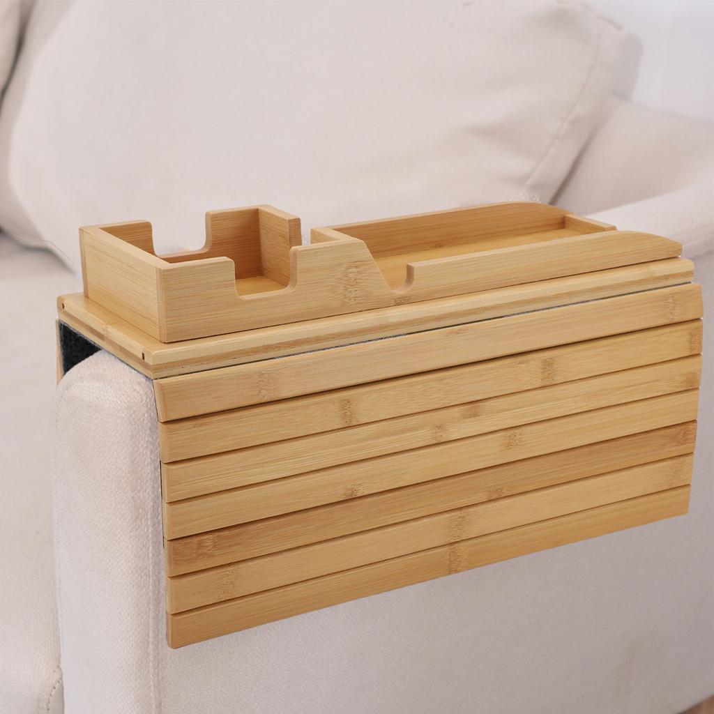 Подставка для дивана, деревянный поднос, двойной съемный складной столик для дивана, подлокотник для напитков и закусок