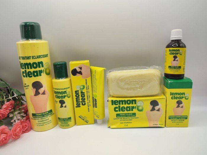 Lait Corporel, Savon, Huile, Sérum, Crème - Lemon Clear - 5pcs - 500ml - Sans Parabène - Éclaircissant