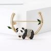 Cartoon Cute Alloy Rhinestone Panda Brooch Versatile Small Fresh Men'S And Women'S Clothing Corsage Jewelry Pin