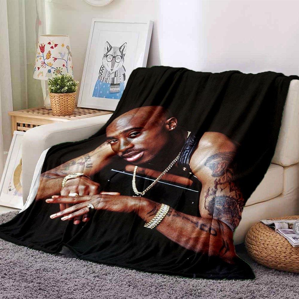 1 шт. Плед в стиле Hip Hop 2Pac, Мягкий, Легкий, Для всех сезонов, Многоцелевой плед для дивана, кровати, офиса и пикников, Французский стиль с культовыми обложками альбомов и цитатами