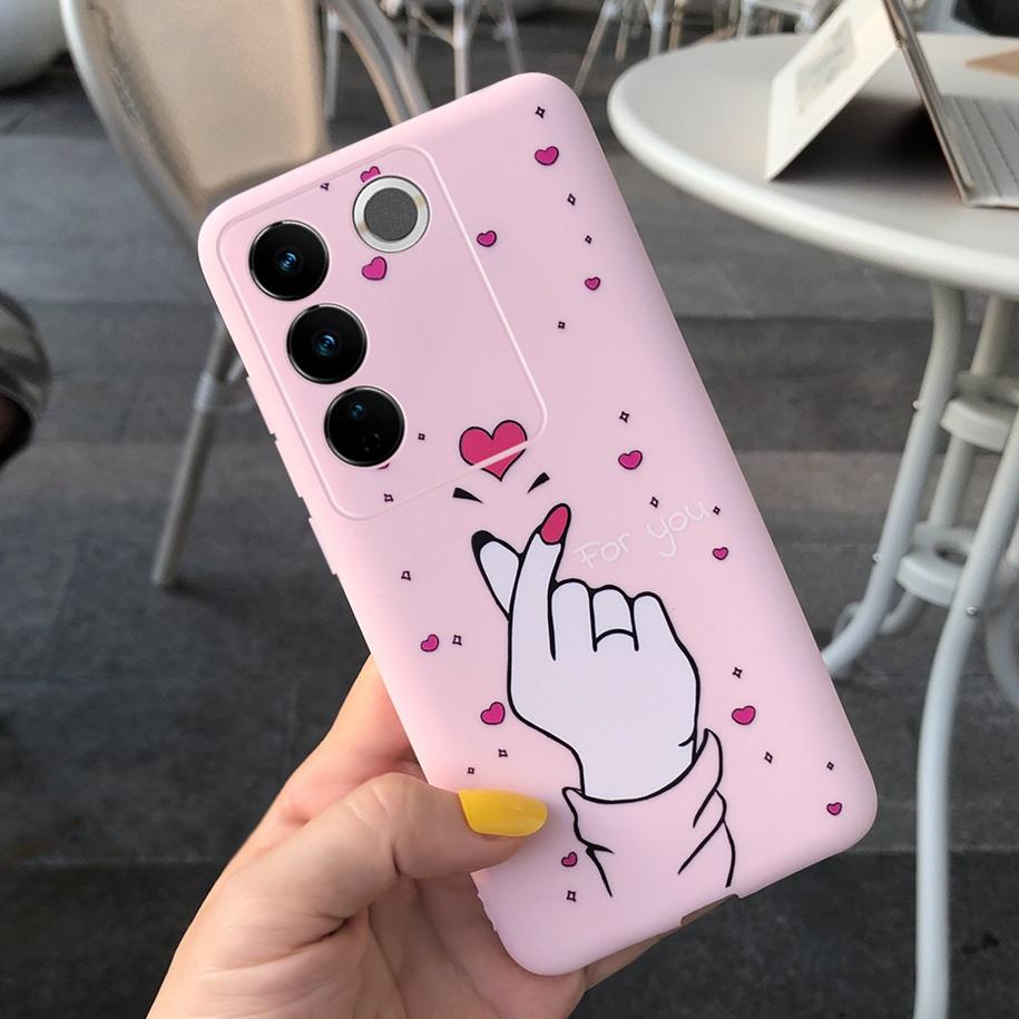 Чехол для Vivo V27 Pro Задняя крышка для Vivo V27e Модный чехол-фунда конфетного цвета с рисунком для Vivo V27 5G V 27e V27Pro V2237 V2230 Мягкий чехол