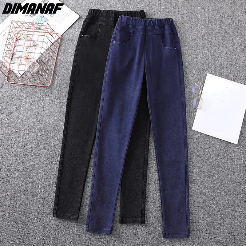 Dimanaf 2022 Summer Jeans Long Pants Women Basic Pencil Pants High Waist Loose Casual Denim Female Blue Trousers Pants 6xl