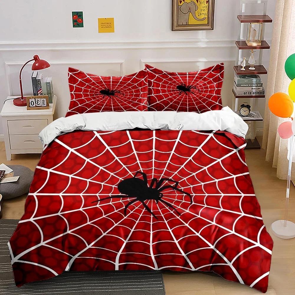 2/3PC Spider Web Spiders Print Bedding Set 1 Duvet Cover 1/2 Pillowcases Adult and Children Bedding Set Luxury To Gifts