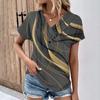 Summer Tops For Women Pattern For Women V-Neck Short Sleeve Comfy Womens Tops Oversized Tshirts