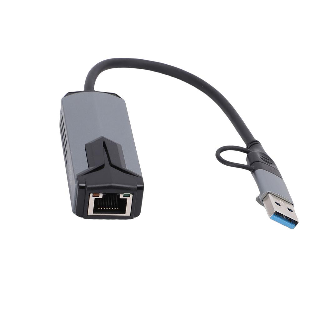 5G USB 3.0 Ethernet Adapter 5000Mbps High Speed 2 in 1 USB A Type C to RJ45 LAN Adapter for PC Laptop