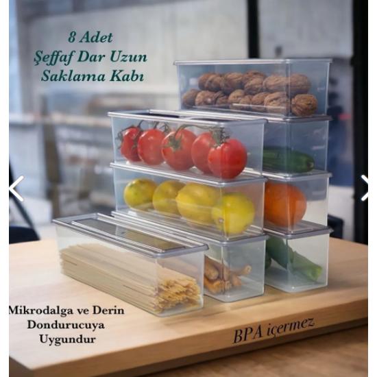 8 Pieces Transparent Narrow Long Storage Container 1.5 Lt.