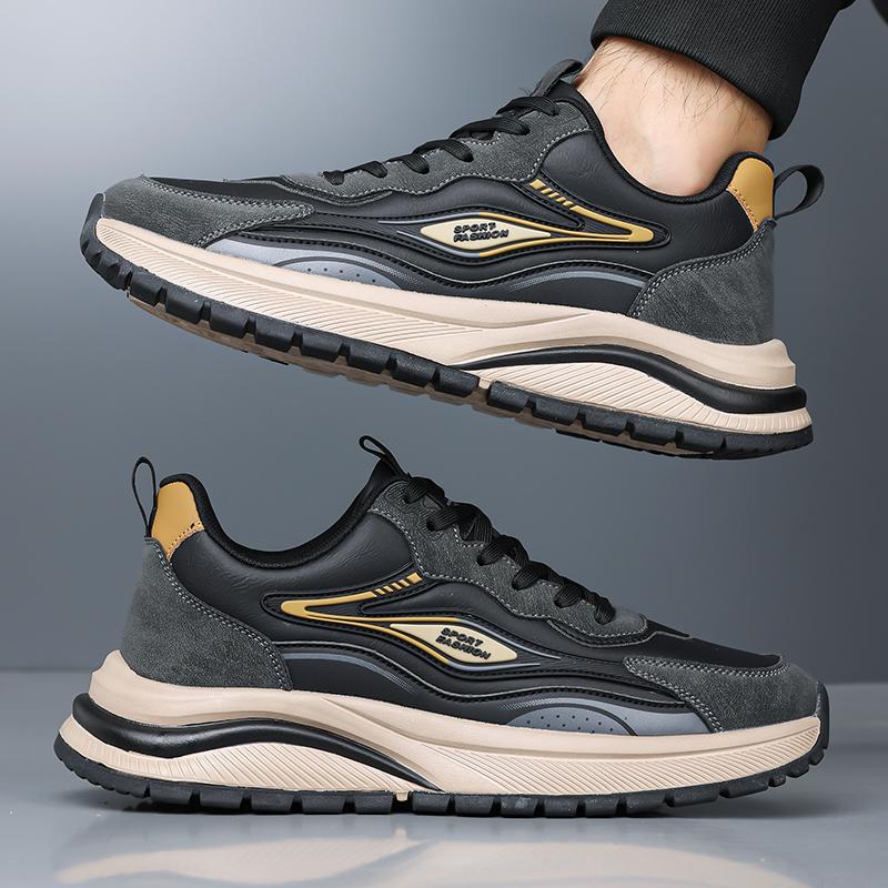 Mens Lace Up Sneakers Diamond Side Panels Padded Collar Chunky Cushioned Sole Casual Street Trainers 38-45