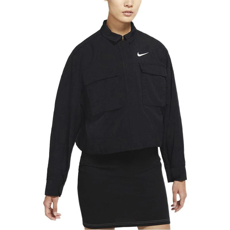 Nike Укороченные Пальто Женские Черные Лацканы Умеренные DM6244-010
