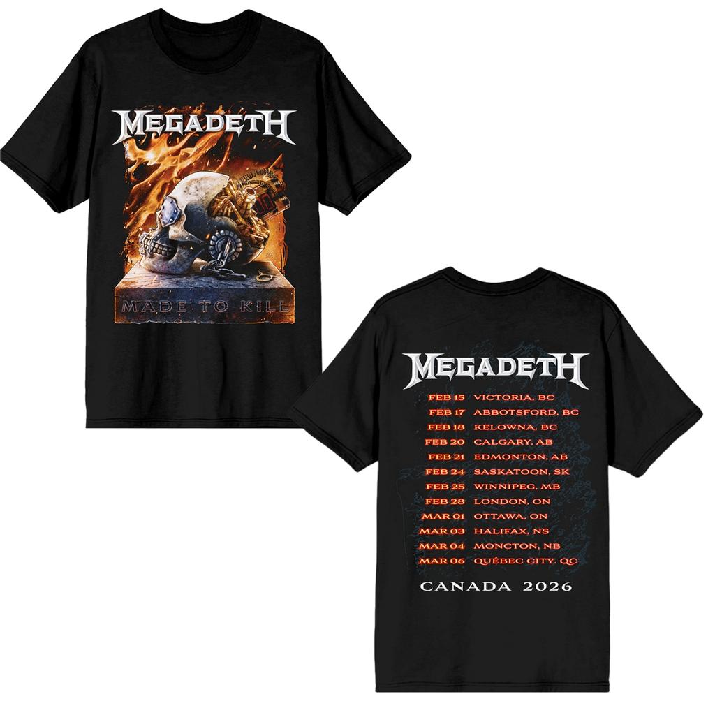 Футболка унисекс Megadeth Band 2026 Tour Let There Be Shred graphic Новая унисекс хлопковая футболка с коротким рукавом Y2k Уличная одежда Оверсайз футболка Топ