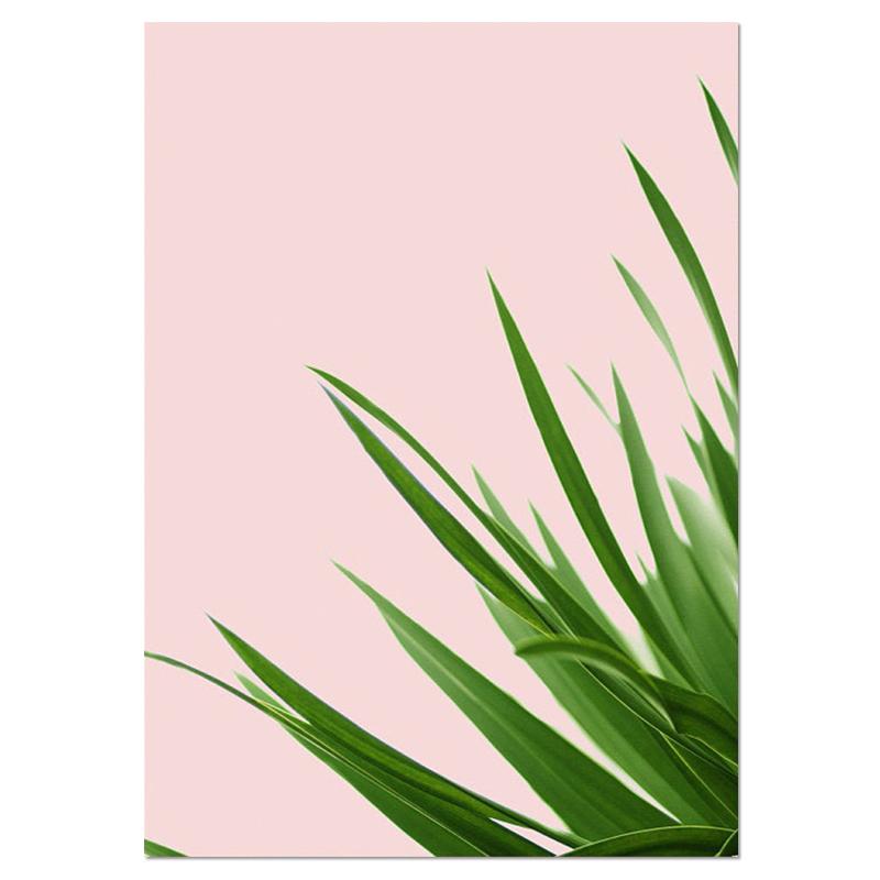 Минималистичная картина на холсте с принтом тропических листьев, плакат с изображением природы, зеленый, свежий, розовый, настенные художественные декоративные картины для гостиной