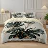 3Pcs Plant Leaf Printed Coreless Down Duvet Cover Set, Multi Size Bedding Decoration, Machine Washable