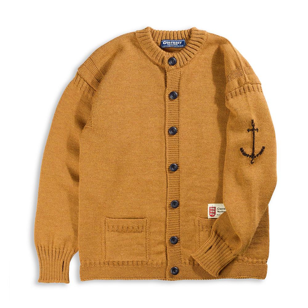 Guernsey Woollens Fisherman Wholegarment Cardigan - Camel