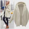Women's Autumn/Winter Solid Color Long-Sleeve Hooded Plush Coat