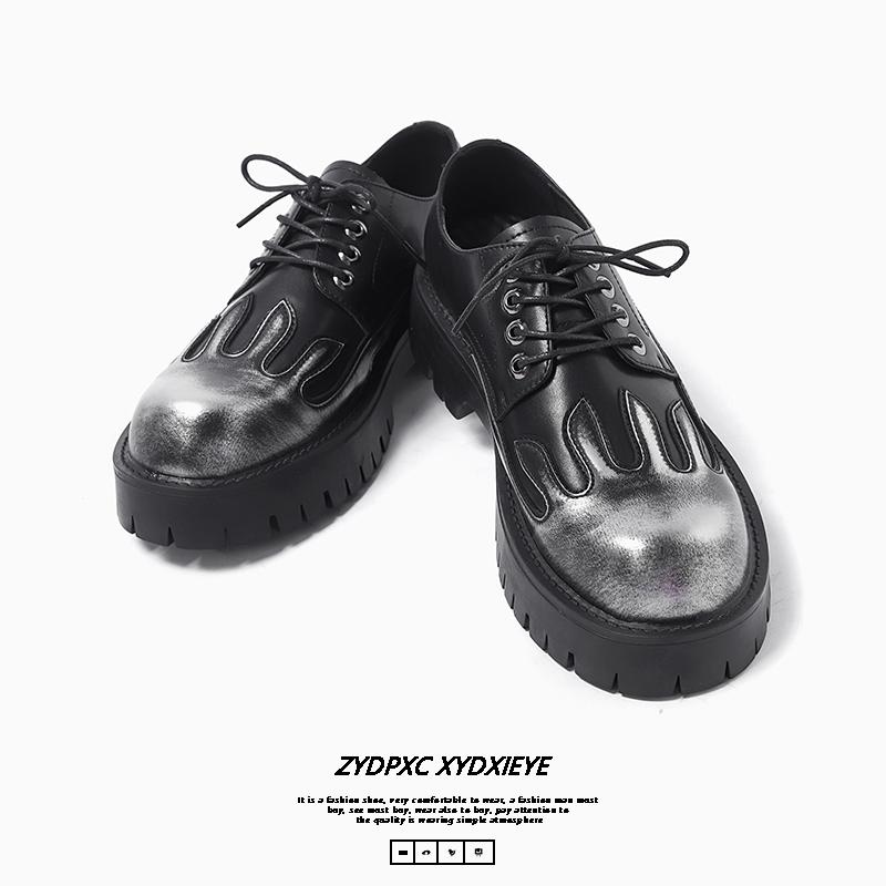 Мужские кожаные туфли на толстой подошве. Модный и индивидуальный дизайн. Для отдыха на природе, вечеринок, офиса, улицы, прогулок. Повседневная обувь. Новинка.
