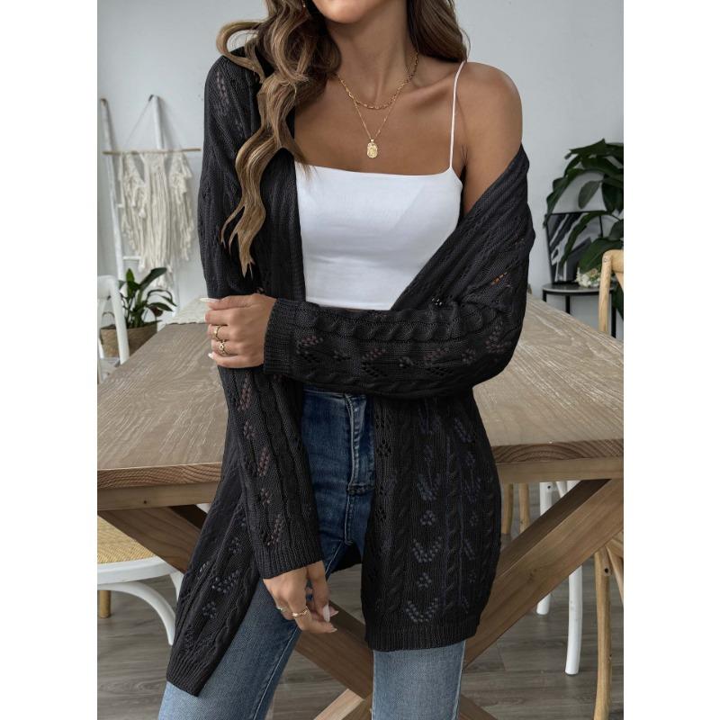 Женское осенне-зимнее повседневное пальто-свитер без пуговиц