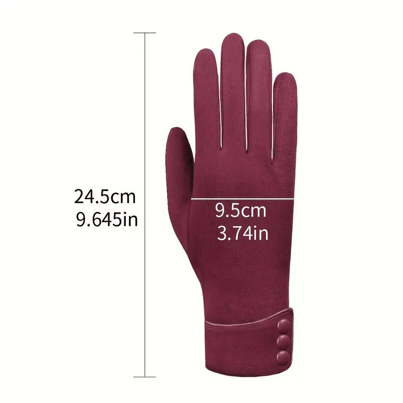 Сплошные цветные перчатки с пряжкой и декором, простые эластичные нескользящие перчатки с сенсорным экраном, зимние теплые морозостойкие женские перчатки