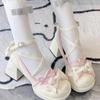 Sweet and Cute High-heeled Small Leather Shoes 2025 New Japanese Campus College Style Bow Thick-soled Mary Jane Shoes Women