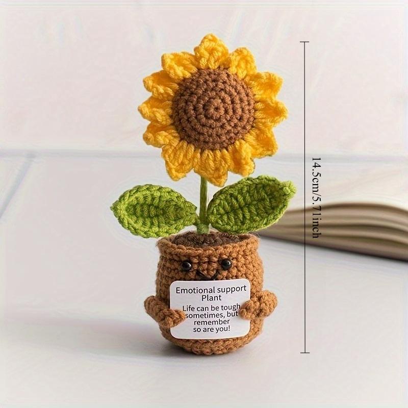 Handmade Crochet Sunflower with Rainbow Smile,for Home,Office,or Desk Decor-Perfect Mother'S Day,Valentine's,or Graduation Gift.