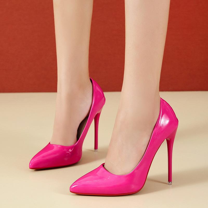 Sexy Women Shoes High Heels Pointed Toe Pumps Wedding Dress Shoes Nude Black Color Red Rubber Bottom High Heels