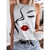 Портрет Абстракция Лицо Печати Майки Женская Мода Без Рукавов Сексуальный Жилет Повседневный Круглый Вырез Майки Топы Сексуальные Девочки Топы Лето