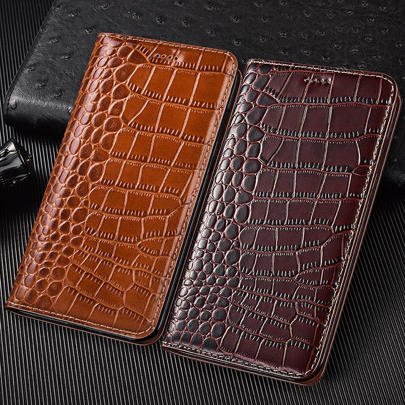 Для Redmi Note 7 8 8T 9 9S 10 10S 11 11E 11S 12 13 14 15 Pro Turbo Plus+ Чехол Крокодил Натуральная Раскладушка Кожаный Чехол для Телефона Чехлы