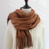Women Scarf Shawl Soft Thickened Solid Color Winter Warm Tassels Fashion Accessories
