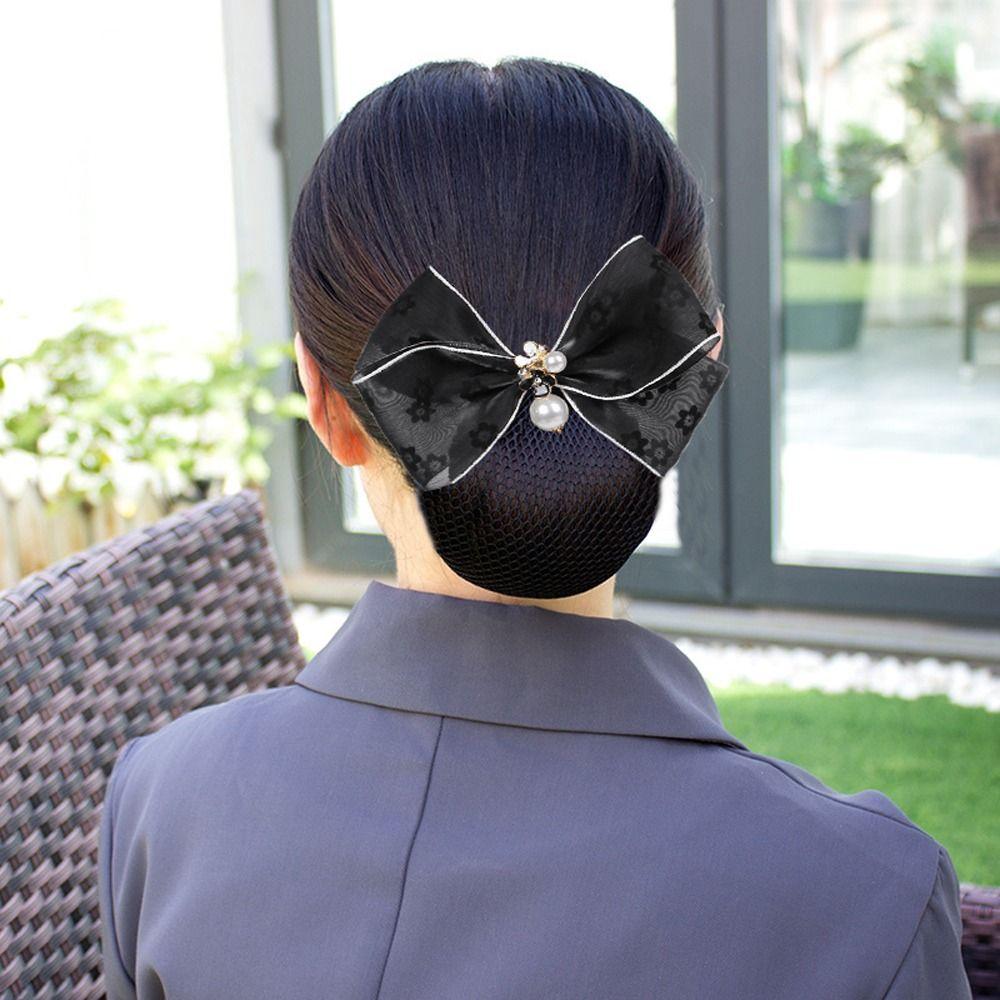 Net Flower For Nurse Hairgrips Cover Net Women Spring Clips Korean Bun Snood Bowknot Hair Bun Cover