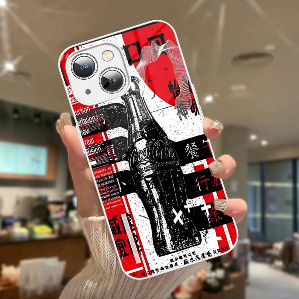 Горячие напитки C-Coca C-Cola Закаленное стекло Для iPhone 14 13 12 11 Pro Mini XS MAX 14Plus X XS XR Чехлы