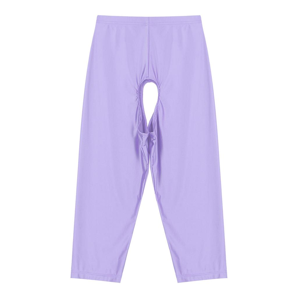 Womens Short Leggings Shiny Cutout Tights Stretchy Base Bottoms