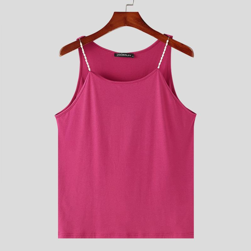 INCERUN Летние мужские топы без рукавов на бретелях, жилет для вечеринок и клубов