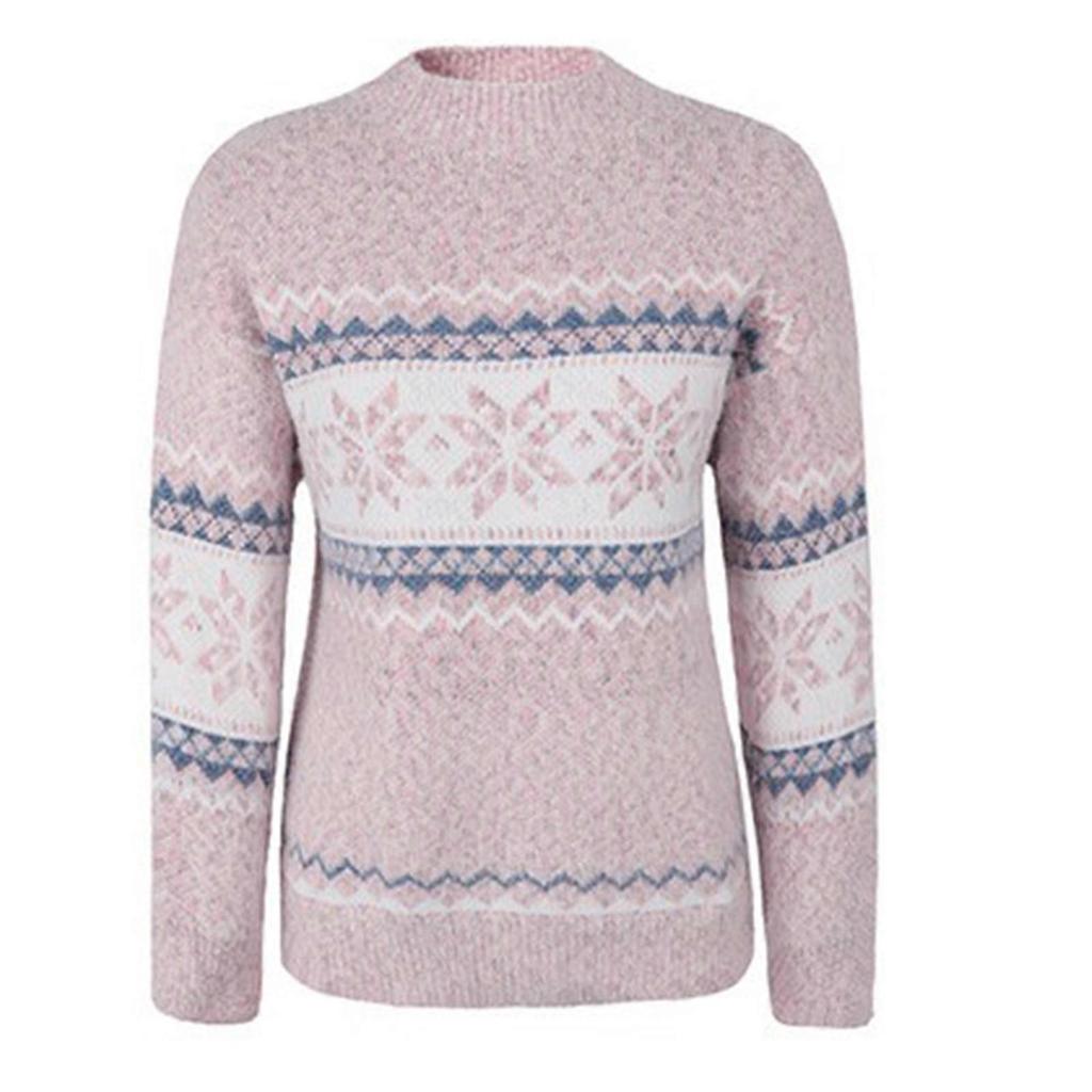 Women Pullover Sweater Christmas Sweater Warm Pullover Sweaters Christmas Jumper Christmas Turtleneck Sweater Pink XL