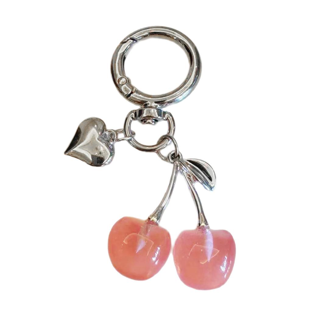 Cherry Bag Pendant Bag Charm Resin Cherry Keyring Fashion Alloy Jewelry Key Accessory Present for Fashion Women Girls