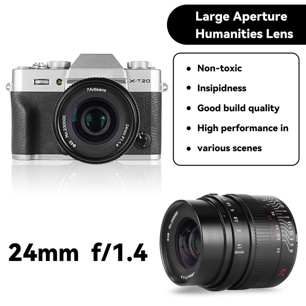 7Artisans 24 мм Ручной Фикс Большой Совместимый с Беззеркальными Камерами Nikon и Z6 II F1.4 Объектив для APS-C, Диафрагма, Камеры с Креплением Z, Z50, Z6, Z7,