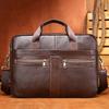 Мужской портфель из натуральной кожи, деловой портфель для ноутбука, литературный ретро-портфель для мужчин, вместительная водонепроницаемая и прочная легкая сумка через плечо