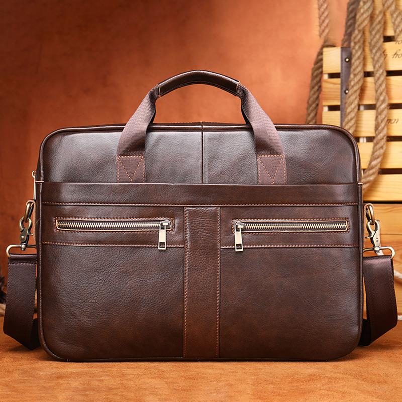 Мужской портфель из натуральной кожи, деловой портфель для ноутбука, литературный ретро-портфель для мужчин, вместительная водонепроницаемая и прочная легкая сумка через плечо