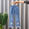 Girls School Jeans Straight Stretch Flare Jeans Pants Long Leisure Jeans