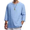 Men's Long Sleeve V-neck Cotton Linen Loose Shirt