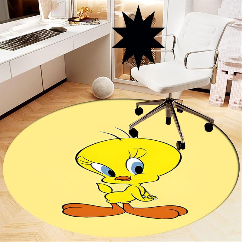 Tweety Printed Round Rug Carpet Chair Rug Area Rug Entryway Doormats,for Office Chair Living Room Bedroom Kitchen Room.