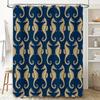 Gold Seahorse Bath Shower Curtain Decorative Waterproof Fabric Printing Bathroom Window Privacy Protection Home Decoration Custo