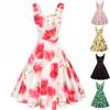 Floral Print Square Neck Button Front Sundress with Flared Skirt - Women's Summer Dress
