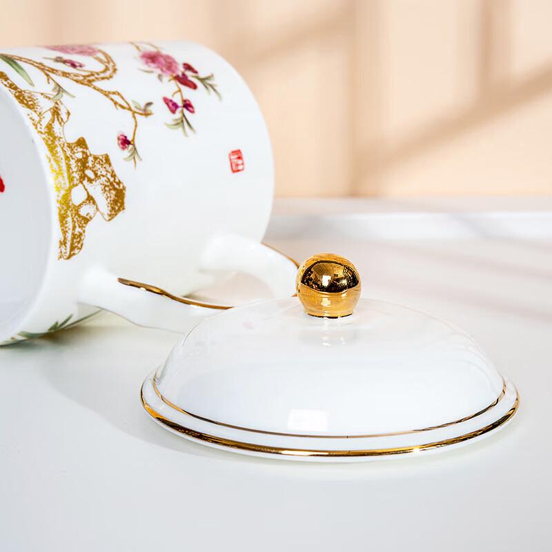 Изысканная керамическая кружка с крышкой Tang Hui с цветочным узором