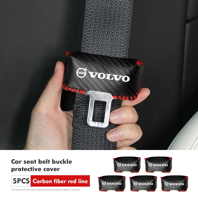 For Volvo 2pcs Leather Car Seat Belt Protective Buckle Anti-Scratch Cover S60 S80 S90 C30 XC40 XC60 XC70 XC90 V40 V60 V90 T6