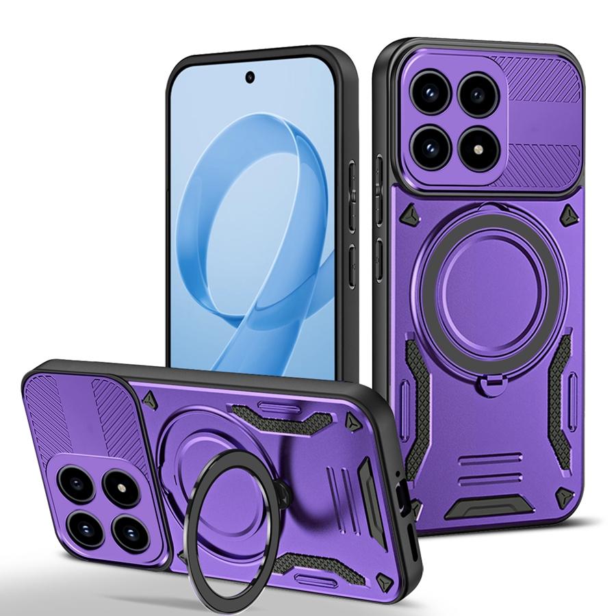 Бронированный противоударный магнитный чехол для Xiaomi 14T 14 15 15T Poco C75 C85 X7 M6 M7 Pro 5G F7 Ultra с кольцом-держателем для автомобиля