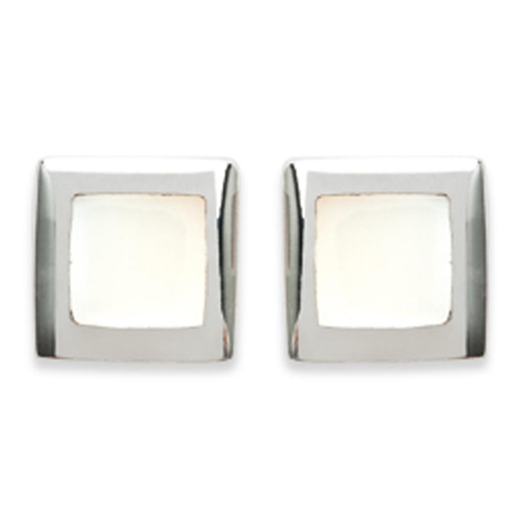 Les Trésors De Lily [K5160] - White 'Wisdom' Silver Earrings/Silver Mother-of-pearl - 8x8 Mm