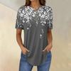 Short Sleeve Womens Tops Summer T-Shirts Floral Print V Neck Casual Basic Tee Button Shirts Tunic Tops