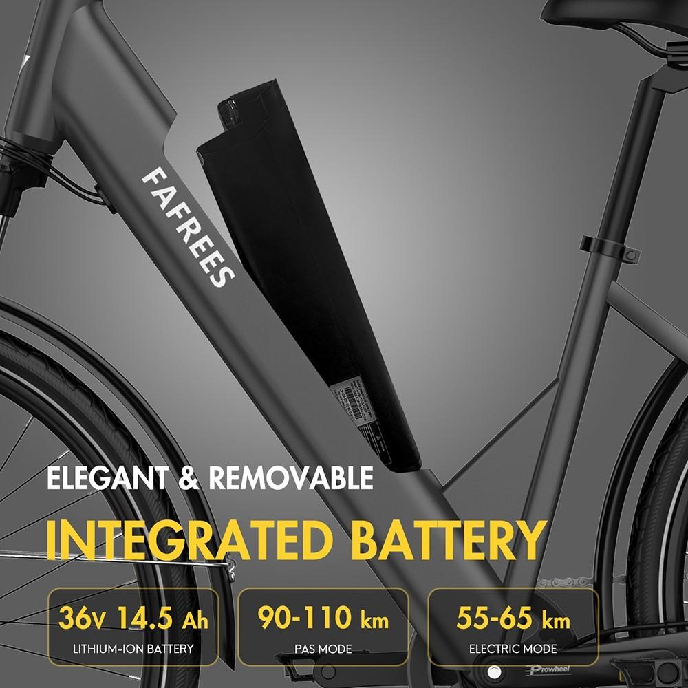 FAFREES F28 Pro 27,5-дюймовый городской электровелосипед, двигатель 250 Вт, 25 км/ч, 36 В, 14,5 Ач, встроенный съемный аккумулятор Shimano7SpeedGear