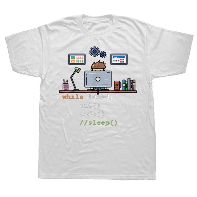 Забавные футболки с надписью «Программист на Python», «Ешьте код», «Сон», уличная одежда с графическим рисунком, летняя футболка с короткими рукавами на день рождения