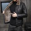2019 Men's Leather Lapel Jacket, Middle-Aged & Elderly, Plus Velvet, Thickened Fur Trend