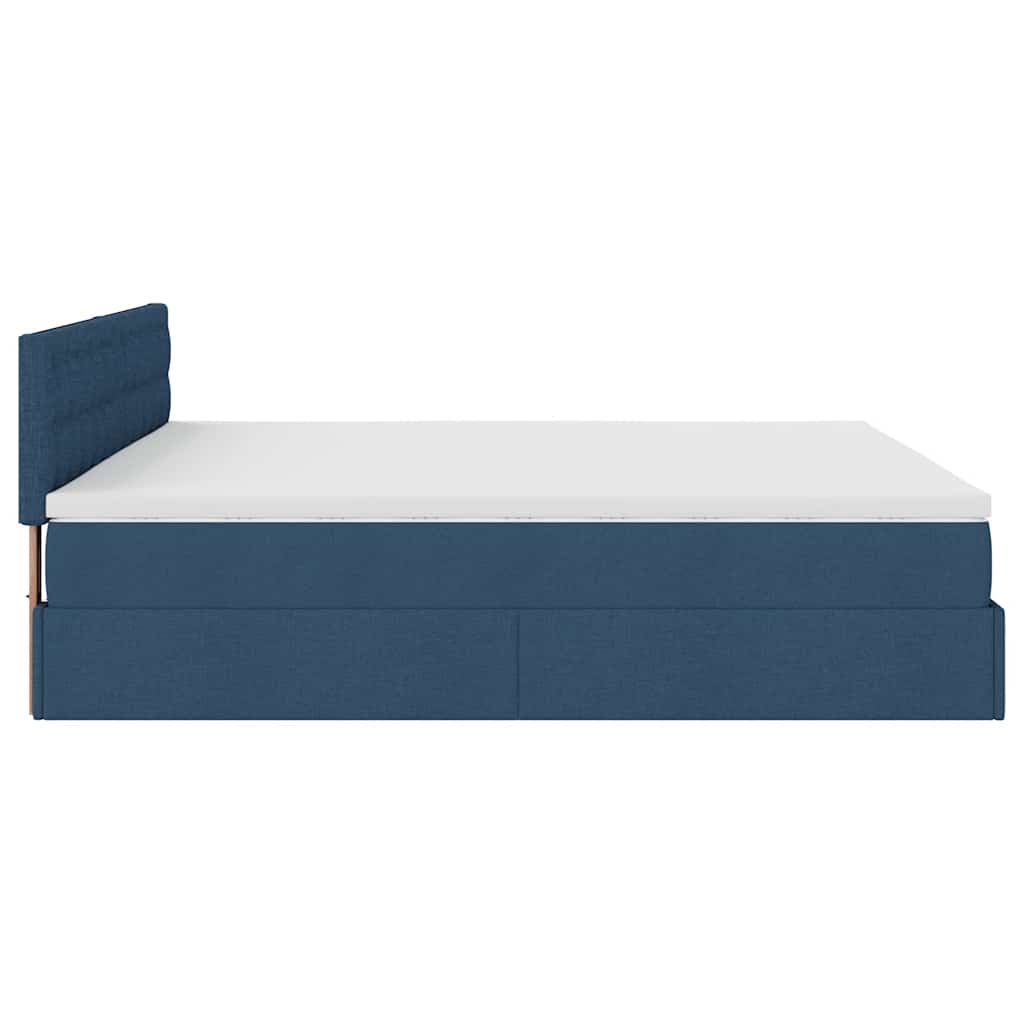 Ottoman Bed with Mattress Blue 160x200 cm Fabric